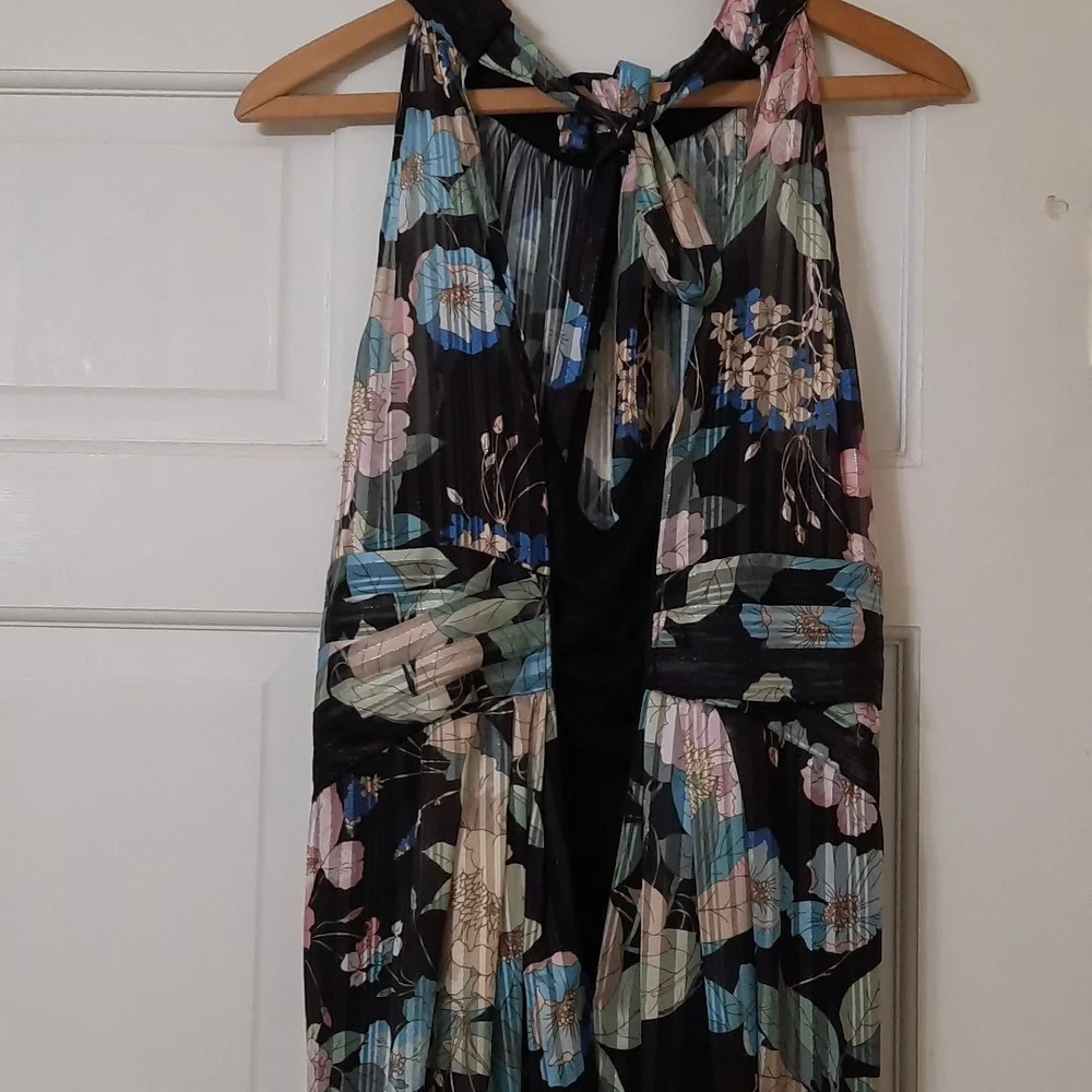Adrianna Papell Floral Maxi Dress - Black and Blue - Picture 15 of 16